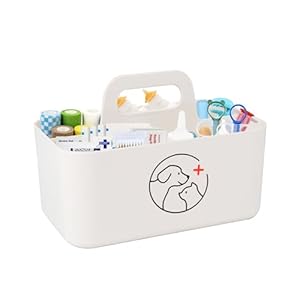 Dog Storage Organizer for Pet Nursing Supplies,Portable Caddy Organizer for Pet Stuff,Divided Storage Bin for Dog Cat Feeding Bottle/Pet Pill Shooter/Whelping Kit-Bathroom,Countertop Storage