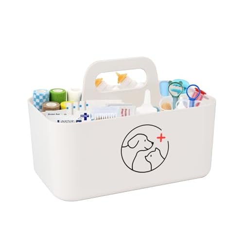 Dog Storage Organizer for Pet Nursing Supplies,Portable Caddy Organizer for Pet Stuff,Divided Storage Bin for Dog Cat Feeding Bottle/Pet Pill Shooter/Whelping Kit-Bathroom,Countertop Storage