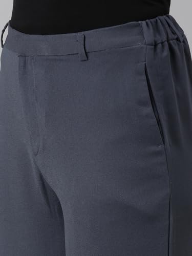 Image of GO COLORS Poly Spandex Crepe Wide Pants Full Length for Women| Lightweight, Mid Rise, Side Pockets