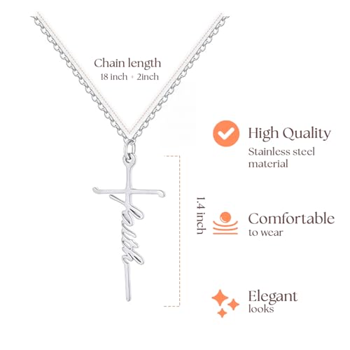 ELDOMA 18" Cross Necklace For Women, Faith Necklace With Message Card - Christian Jewelry For, Birthday Gifts For - Religious Jewellery - Gifts For/Mom/Sister/Friend2