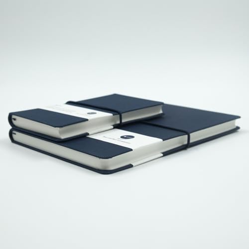 Image of Comma Regina Combo | A5 Size Hard Bound Notebook & A6 Size Hard Bound Pocket Notebook with a Horizontal Elastic Band Closure | 192 Pages | 80gsm Natural Shade Paper | Linen Fabric Cover Material - Navy Blue