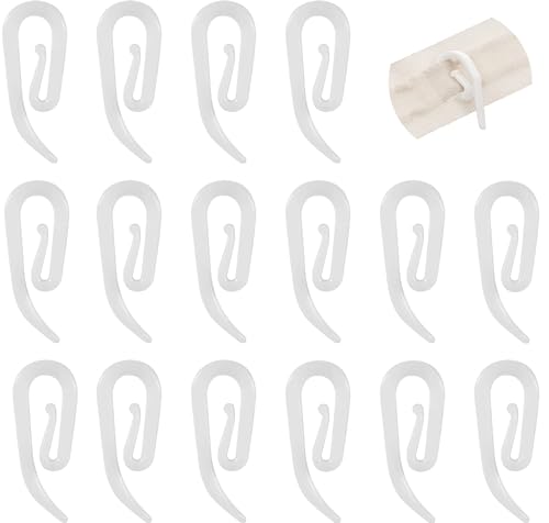 YOFASEN Ganchos de Plástico Blanco para Cortinas Plisadas, Ventanas, Puertas y Cortinas de Ducha, Ganchos Resistentes para Cinta de Cabecera y Cortinas, 50 Piezas