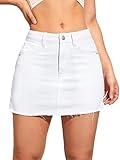 Floerns Women's Causal High Waist Raw Hem Pocket Denim Jean Short Skirt White M