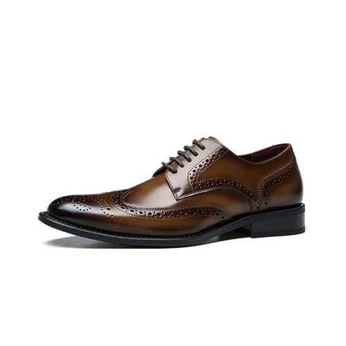 Summer Business Men's Casual Leather Shoes Gentleman Men's Leather Shoes Oxfords(Brown,9.5)