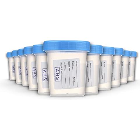 AHS American Hospital Supply Sterile Specimen Cups | Sterile Urine Cups with Lids | Single-Use Urine Sample Containers with Screw On, Leak-Resistant Lid, (Pack of 10) 4 Oz. Cover