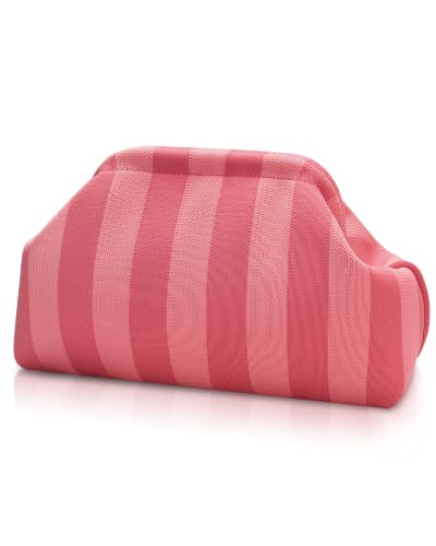 Image of Woven Clutch Purses for Woman,Summer Beach Purse for Vacation, Woven Striped Dumpling Bag,Crochet Evening Handbag