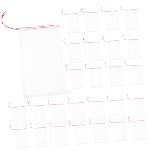 CIYODO 100pcs Fish Tank Bag Polyethylene Mesh Pouch Easy-Pull String for Cleaning