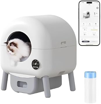 Self Cleaning Cat Litter Tray - Large Automatic Litter Box with APP Control, Odor Isolation, Safety Protection for Multiple Cats