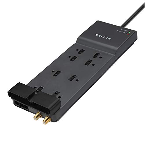 Belkin Surge Protector Power Strip - 8 Ac Multiple Plug Outlet & 12 Ft Heavy Duty Extension Cord - Outlet Extender - Flat Plug Power Strip - Great For Home, Office & Computer Charging - 3,550 Joules #TOP2