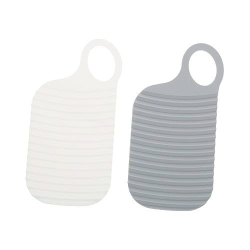 WRITWAA 6pcs Mini Portable Laundry Washboards Soft Non-slip Silicone Household Wash Board for Travel Small Clothes Hand Washing Gray and White