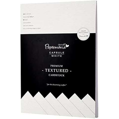 Papermania 29.7 x 21 cm 20-Piece A4 Capsule Textured Premium Cardstock, White Cover