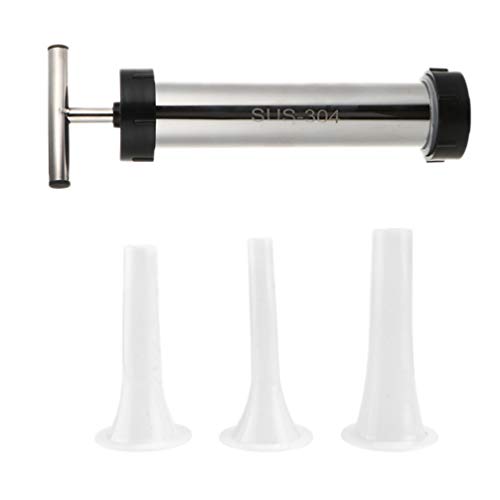 UPKOCH 1 Set Wurstfüller Edelstahl Wurstpresse Wurstfüllmaschine Wurstfülltrichter Wurstrohre mit Griff und 3 Kunststoff… – Bild 3