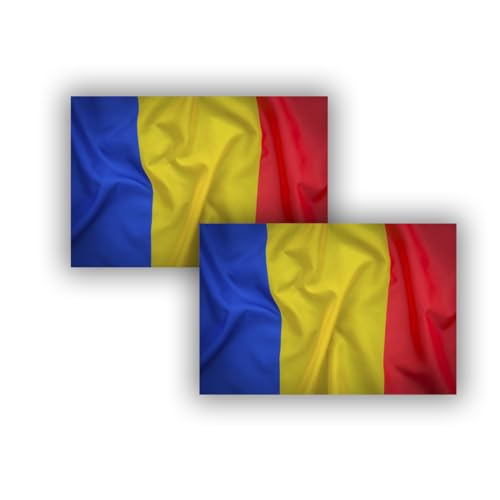 Bandera de [PAIS], Bandera 90cm x 150cm, Grande con Trabilla para Mástil y Cordones para Sujetar, Ligera, para Deportes, Fútbol, Edificios (Rumania 2ud)
