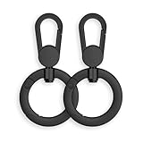 [Cocovist] カラビナ スマホ ストラップ 丸 黒 艶消し マット 回転 金具 おしゃれ 360度回転 ナスカン フック リング 鍵 キーホルダー パーツ (ブラック/2個セット)