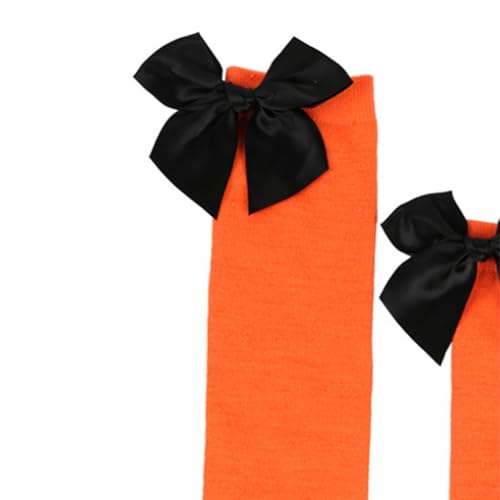 Girls Knee High Socks with Bows Striped Long Socks Cute Colorful 8-12 Years Old 3 Pairs4