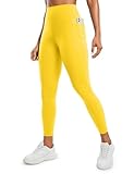 CRZ YOGA Womens Butterluxe Workout Leggings 25 Inches - High Waisted Gym Yoga Pants with Pockets Buttery Soft High Visibility Yellow Medium