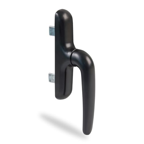 Amig - Maniglia per finestre apribili lateralmente - Base in alluminio - Copertura in PVC - Colore nero - Viti nascoste - 172 x 27 x 59 mm - Senza quadrante