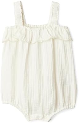 Amazon Essentials x Sofia Grainge Baby Girls Cotton Gauze Romper - Ivory, 6-9 Months