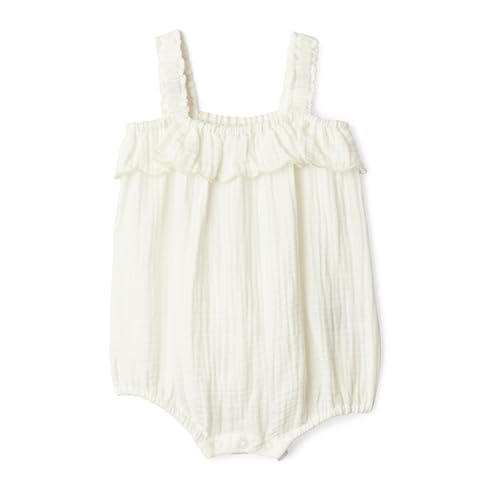 Amazon Essentials Unisex Babies x Sofia Grainge Baby Girls Cotton Gauze Romper Ivory Newborn