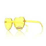 OLINOWL Heart Oversized Rimless Sunglasses One Piece Heart Shape Eyewear Colored Sunglasses for Women