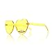 OLINOWL Heart Oversized Rimless Sunglasses One Piece Heart Shape Eyewear Colored Sunglasses for Women