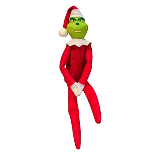 GWHW Décorations de poupée Grinchs de Noël, Grinchs avec Jouet en Peluche Chapeau de père Noël, 30 cm, Ornement de Lutin de Noël pour la décoration intérieure des Enfants Cover