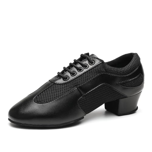 Latin Dance Shoes for Women Lace-up Ballroom Modern Salsa Teaching Practice Professional Performance Dance Shoes 1.5 Inch Low Heel