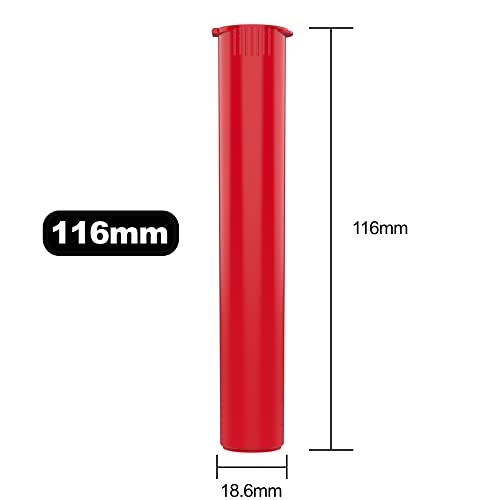 Image of 116mm CR Plastic Packaging Pop Top Tubes - Child Resistant Travel Holder Vial Containers - 500 Qty (Red)