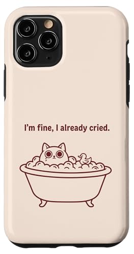 Bath Cat I'm Fine I Already Cried �ʔ������p �X�}�z�P�[�X iPhone 11 Pro �p