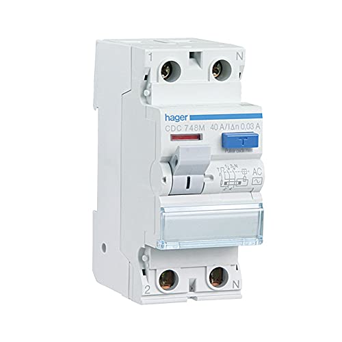 Hager CDC748M Interruptor Diferencial Tipo AC, 2P, 40A, 30mA