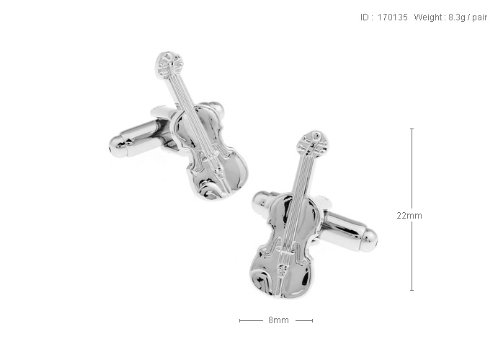 Gemelos de violín de plata con caja joyería temática musical para trajes de caballero 2