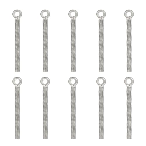 PATIKIL M5x54mm Bulloni Ad Occhio Con Spalla Per Sollevamento, 10 Pc Bulloni Filettati Con Anello In Acciaio Inox 304 Per Sollevamento Sospensione Valvole Fissaggi, Argento