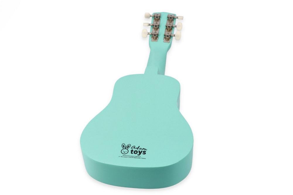 Chitarra per bambini dai 3 anni in su, 53 x 17 x 6 cm, 6 corde, corde in nylon, decorate con animali della foresta e note, legno dipinto, strumenti musicali per bambini