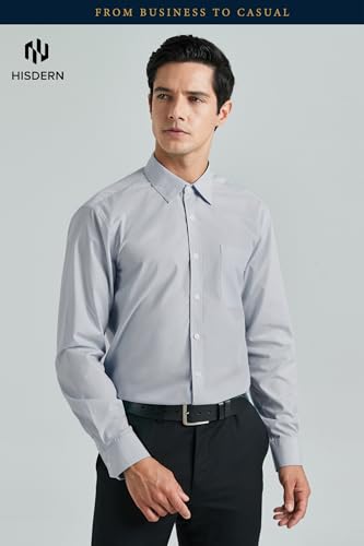Image of HISDERN Mens Dress Shirts Long Sleeve Button Down Casual Shirts for Men Inner Contrast Formal Business Tuxedo Wedding Shirt