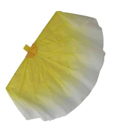 Velo de abanico grande de gasa con mango plegable de espina de pescado de 2 piezas
