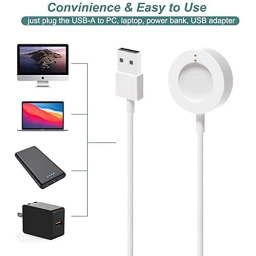 Image of Kissmart for Fossil Gen 4 Charger (FTW0004), Replacement Charger Cord for Fossil Gen 4 Heart Rate Explorist HR /Venture HR /Sport Touchscreen Smartwatches (White)