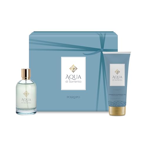 AQUA DI SORRENTO | Posillipo, Confezione Regalo, Profumo Donna da 100ml + Gel Doccia 200ml, Fragranza Aromatica e Legnosa