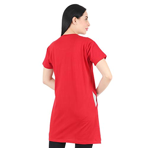 Image of Regular Loose Fit Cotton Round Neck Printed Half Sleeve T-Shirt, Night Sleep, Yoga, Lounge and Daily Use Gym Wear Long Tops and Tees for Women Ladies and Girls