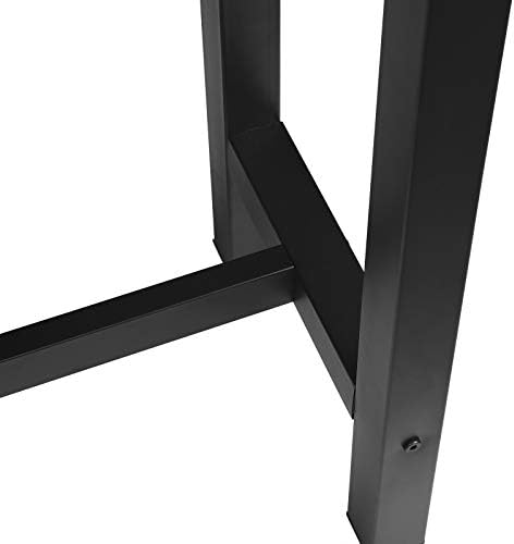 EUGAD Bar Table, Breakfast Counter Table, Rectangular Table for Breakfast, with Metal Frame, Marble Effect Engineered Wood Table, Black, 120x40x100cm 0006BAZ