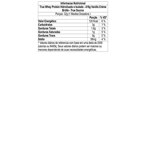 True Source True Whey Protein Hidrolisado E Isolado - 418G Vanilla Crème Brûllè