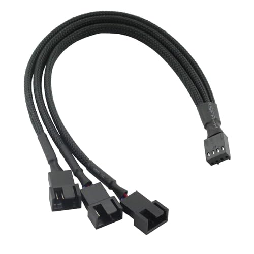 Leloco 24AWG 4-Pin PWM Splitter Fan Cable - Rgb Verteiler-Kabel für 3 Gehäuselüfter, Fans, PWM-Sharing Kabel, Multi-Lüfter-Anschluss, Lüfterkabel, Verlängerungskabel,...
