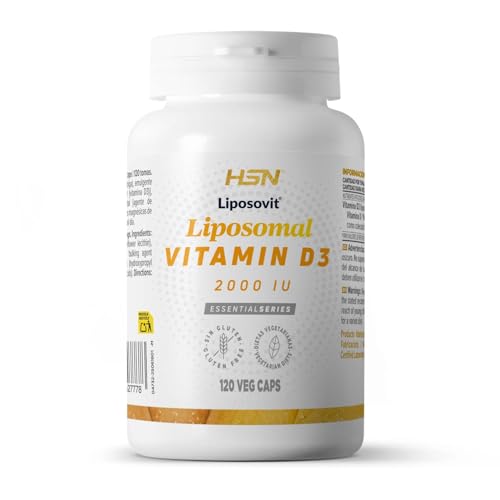HSN Vitamina D3 Liposomada Vegetariana (lanolina) Liposovit® 2000UI | 120 Cápsulas Vegetales | Pura Vitamina D como Colecalciferol | Tecnología Liposomal Óptima Biodisponibilidad | No-GMO Sin Gluten