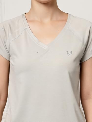 Image of UZARUS Women's V-Neck Regular Fit Gym T-Shirt Soft, Lightweight & Quick-Dry Fabric Activewear Top for Workout, Yoga, Running, Exercise, Casual