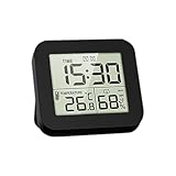 Orologio da bagno digitale resistente agli spruzzi, ampio display di temperatura e umidità, orologio da doccia con tempo 12/24 ore e doppio allarme