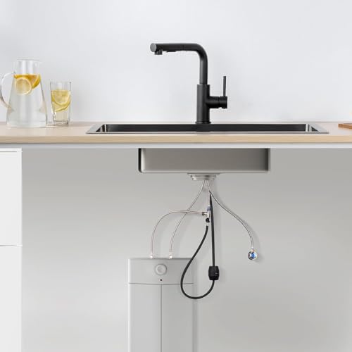 Lonheo Niederdruck Wasserhahn Küche Armatur Schwarz, Niederdruck Küchenarmatur mit Brause Mischbatterie Küche Ausziehbar Spültischarmatur für Boiler oder Untertischgeräte