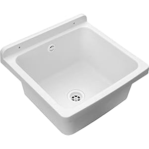 Adventa Pilozzo Lavandino a Muro 40×40 in Resina per Esterno, Bianco