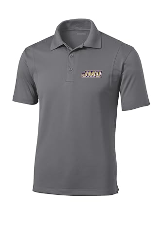 Sport Your Gear James Madison JMU Dukes Prime Athletic Logo Micropique Sports-Wick Golf Polo (Gray - Large)