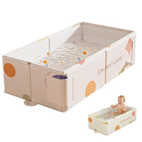 Bañera plegable para bebés, bañera plegable para bebés con soporte ergonómico para recién nacidos y niños pequeños, portátil que ahorra espacio, para de color caqui