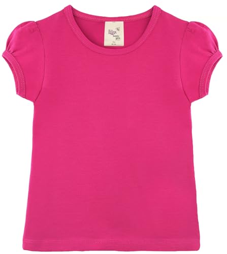 Image of Lilax Girls Short Puff Sleeve Cotton T-Shirt, Toddler & Little Girls Top | 95% Cotton Puff Sleeve Tee; Crewneck, Short Sleeve; Toddler & Girls Sizes 2T-12; for School, Play & Everyday; Machine Wash
