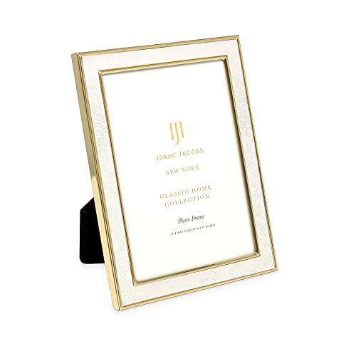 Isaac Jacobs 4x6 White Textured Leather (Vertical & Horizontal) & Gold Metal Picture...